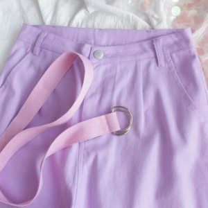 Pastel Lavender Y2K Pants - Grunge Aesthetic & Coquette Style