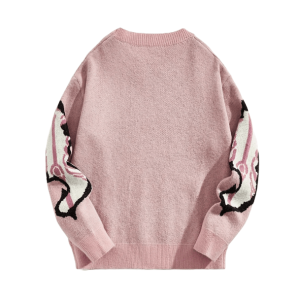 Pastel Pink Skeleton Oversized Sweater - Y2K Fashion & Grunge Aesthetic