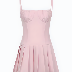 Pleated Pink Mini Dress - Y2K Fashion, Coquette Aesthetic, Cute Style