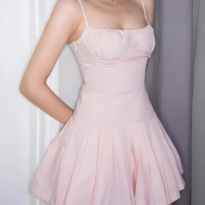 Pleated Pink Mini Dress - Y2K Fashion, Coquette Aesthetic, Cute Style