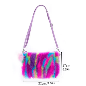 Plushy Rainbow Handbag: Y2K Fashion, Coquette Aesthetic, Cute Accessories