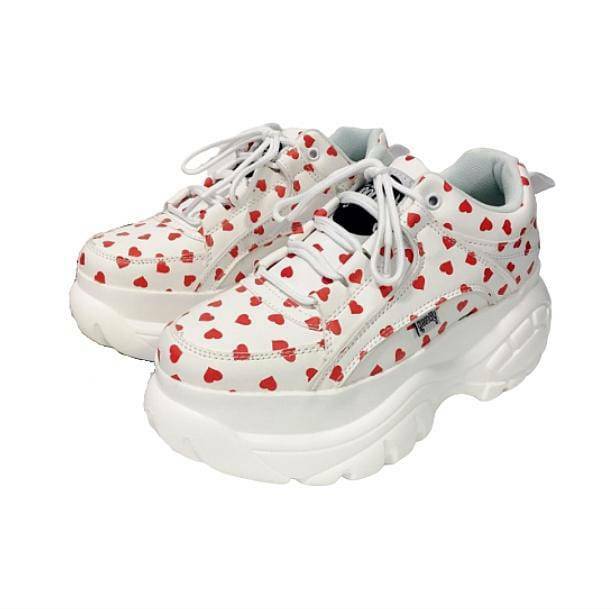 Red Hearts Sneakers: Y2K Fashion, Grunge Style, Coquette Aesthetic