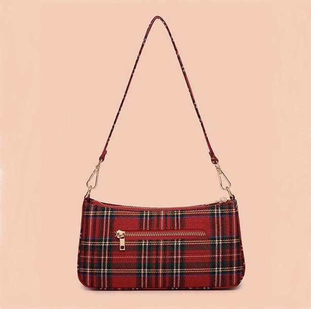 Red Plaid Handbag - Y2K Fashion Meets Coquette Aesthetic Style