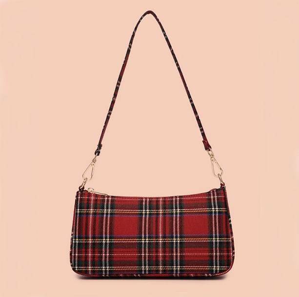 Red Plaid Handbag - Y2K Fashion Meets Coquette Aesthetic Style