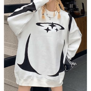 Retro Stars Oversized Sweater - Y2K Fashion & Grunge Aesthetic