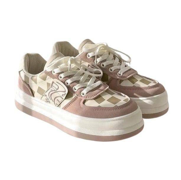 Rosy Plaid Sneakers: Y2K Fashion Meets Coquette Aesthetic Style