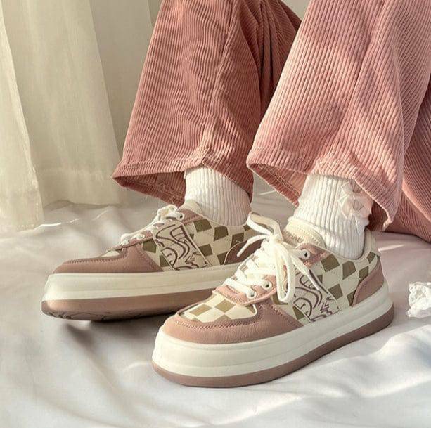 Rosy Plaid Sneakers: Y2K Fashion Meets Coquette Aesthetic Style