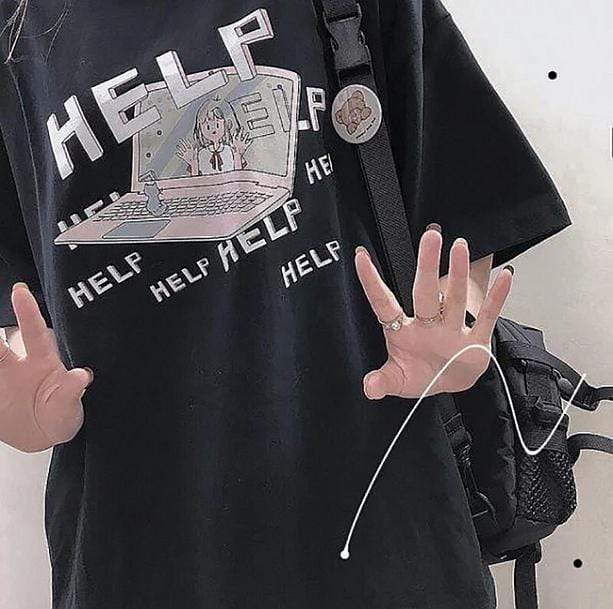 Searching for Help T-Shirt - Y2K Fashion, Emo Aesthetic, Grunge Style