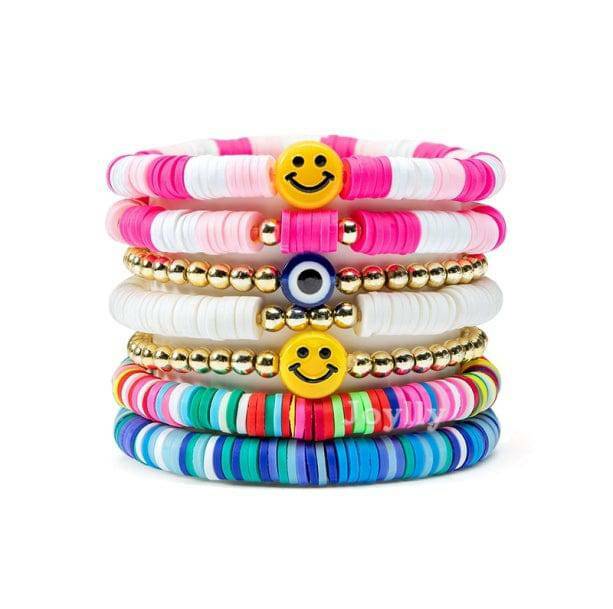 Set of 7 Y2K Fashion Preppy Bracelets - Cute Coquette Aesthetic Jewelry