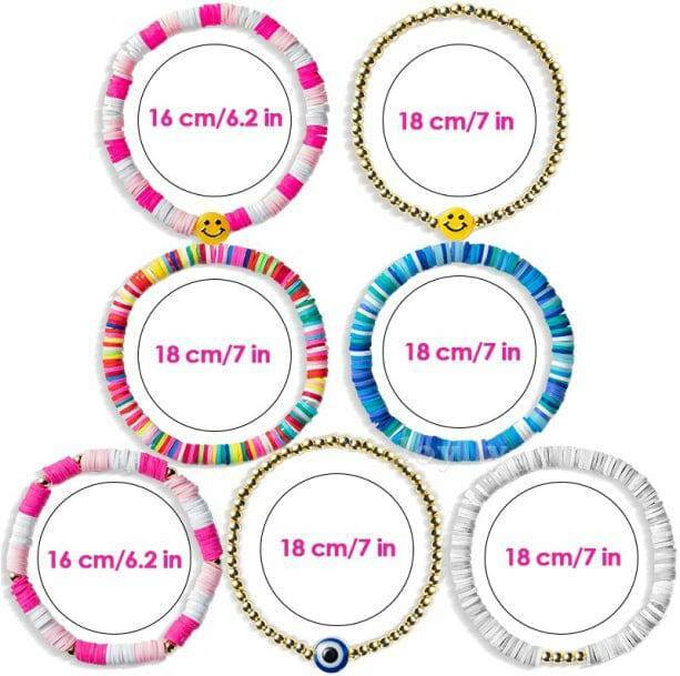 Set of 7 Y2K Fashion Preppy Bracelets - Cute Coquette Aesthetic Jewelry