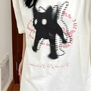 Shaking Cat Tee - Y2K Fashion Oversized Graphic Tee for Coquette Aesthetic