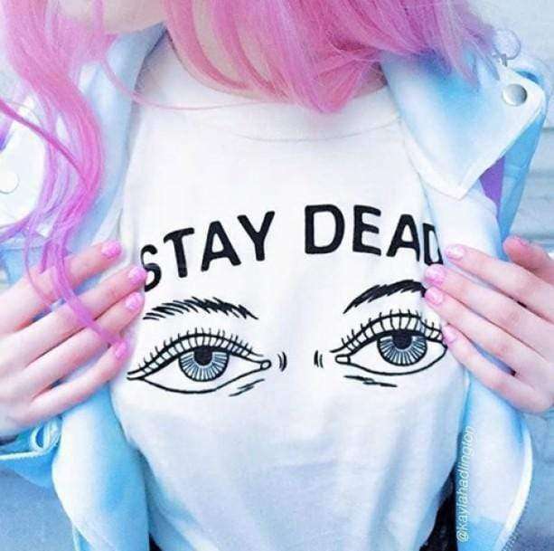 Stay Dead T-Shirt - Y2K Fashion, Grunge Aesthetic, Emo Style Tee