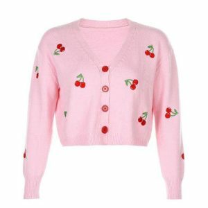 Sweet Cherry Cardigan - Y2K Fashion, Coquette Aesthetic, Grunge Style