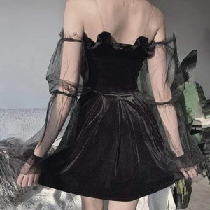 Transparent Sleeve Grunge Dress - Y2K Fashion & Coquette Aesthetic