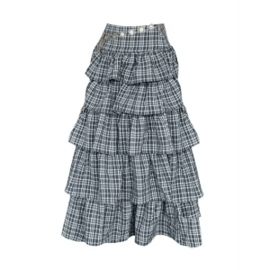 Trendy Long Plaid Y2K Skirt for Coquette and Grunge Aesthetic Lovers