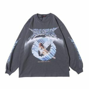 Vintage Angel Oversized Sweatshirt - Y2K Fashion & Coquette Aesthetic