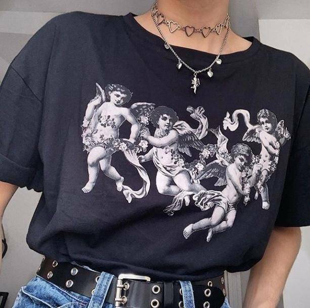 Vintage Angel T-Shirt: Y2K Fashion, Grunge Aesthetic, Coquette Style