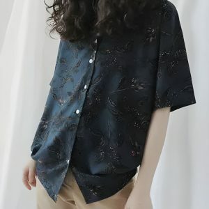 Vintage Leaf Y2K Aesthetic Shirt - Cute Oversized Graphic Tee