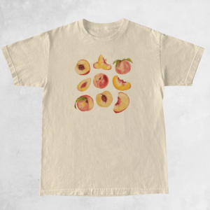 Vintage Peaches Y2K T-Shirt - Cute Graphic Tee for Coquette & Grunge Styles