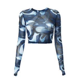 Wavy Y2K Long Sleeve Top - Cute Coquette Aesthetic for Grunge Style