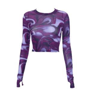 Wavy Y2K Long Sleeve Top - Cute Coquette Aesthetic for Grunge Style