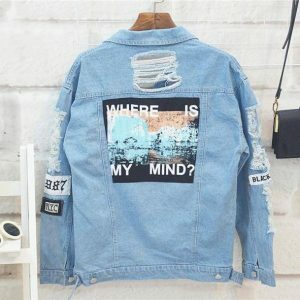 Where Is My Mind Y2K Jean Jacket - Grunge Aesthetic Coquette Style