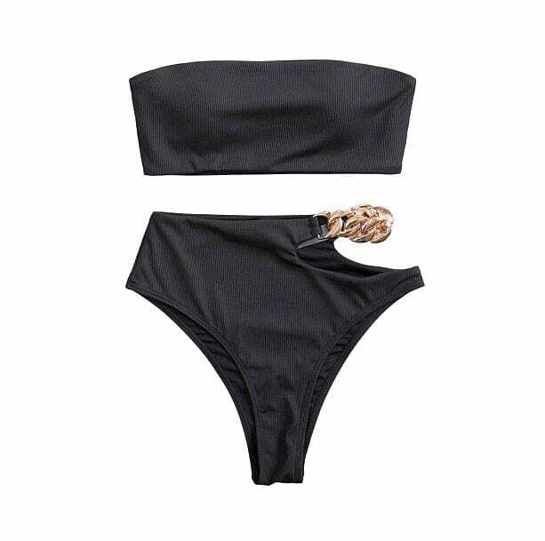 Y2K Aesthetic Bikini with Chain - Coquette Style Swimwear for Summer