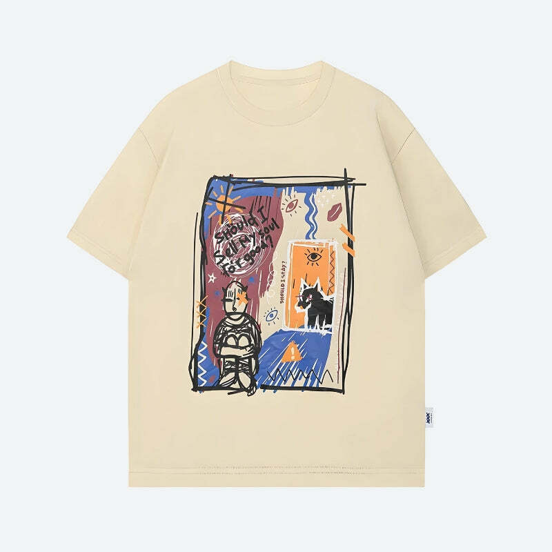 Y2K Aesthetic Oversized Graphic Tee - Emo, Grunge & Coquette Style