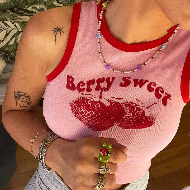 Y2K Berry Sweet Crop Top - Coquette Aesthetic with Emo & Grunge Vibes