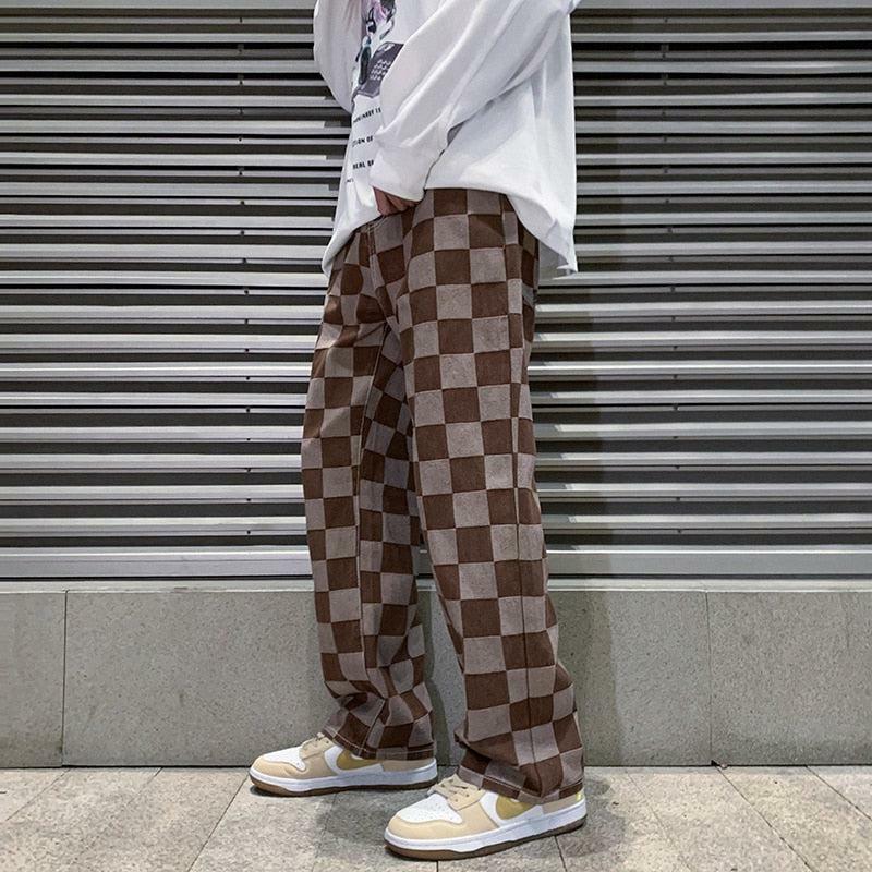 Y2K Checkered Pants for Grunge, Coquette, and Emo Aesthetic Styles