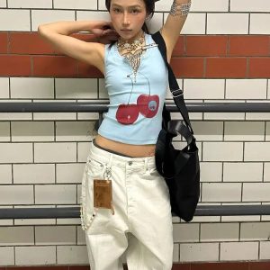 Y2K Cherry Top: Cute Coquette Aesthetic with Grunge Style Vibes