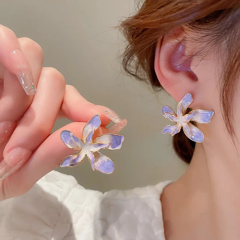 Y2K Coquette Aesthetic Flower Gold Stud Earrings for Cute Outfits