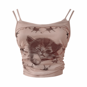 Y2K Coquette Aesthetic Sweet Kitty Crop Top - Cute Graphic Tee