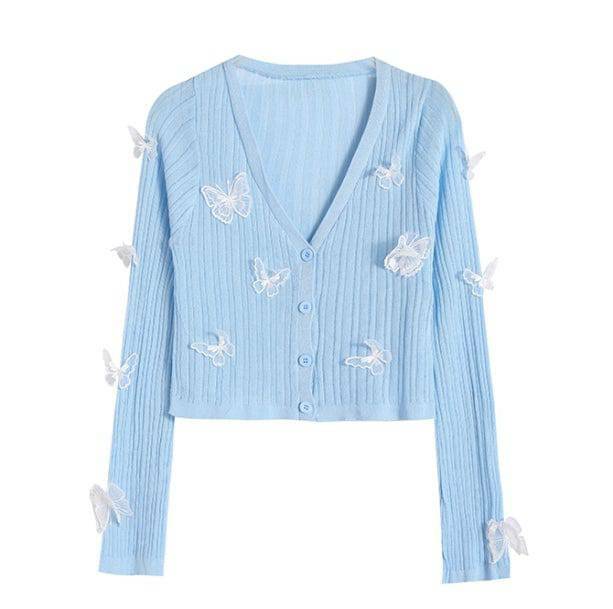 Y2K Coquette Butterfly Cardigan - Cute Oversized Sweater for Aesthetic Style