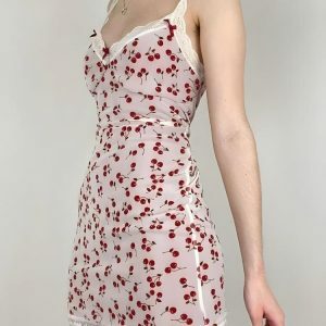 Y2K Coquette Cherry Mini Dress - Cute Aesthetic Fashion for Trendy Looks