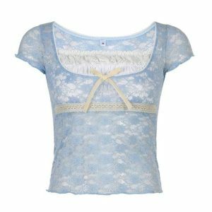 Y2K Coquette Lace Top - Cute Aesthetic Shirt for Grunge & Emo Styles