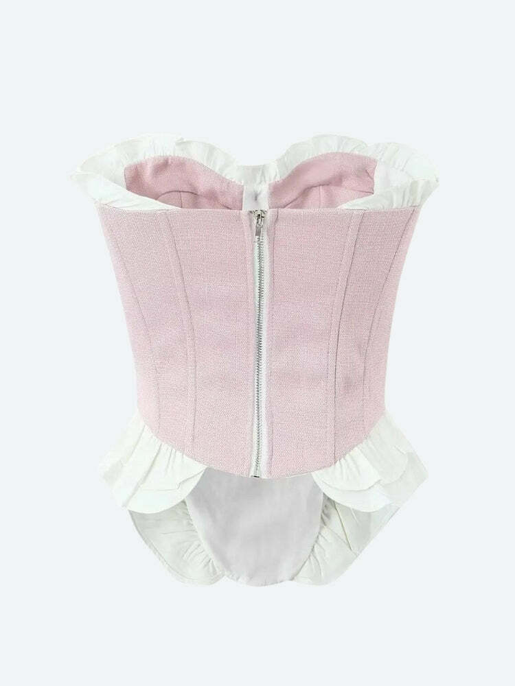 Y2K Coquette Pink Corset Top - Cute Aesthetic Fashion for Trendy Outfits