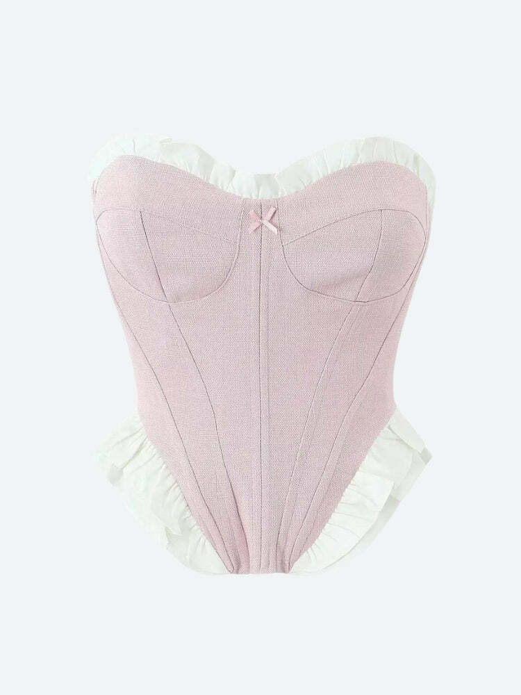 Y2K Coquette Pink Corset Top - Cute Aesthetic Fashion for Trendy Outfits