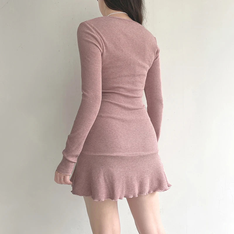 Y2K Coquette Pink Mini Dress - Cute Aesthetic Fashion for Trendy Looks