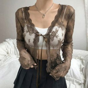 Y2K Coquette See-Through Top - Cute Aesthetic for Grunge & Emo Styles