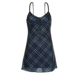 Y2K Fashion 90s Plaid Mini Dress - Grunge Aesthetic Coquette Style