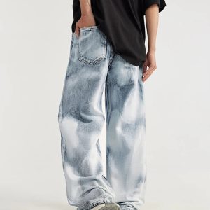 Y2K Fashion Acid Wash Jeans - Grunge Style with Coquette Aesthetic