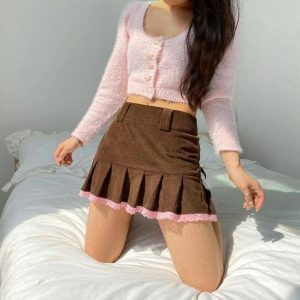 Y2K Fashion Aesthetic Corduroy Skirt - Grunge & Coquette Style Essential