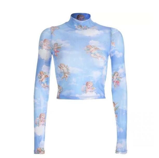 Y2K Fashion Angel Top: Coquette Aesthetic Oversized Sweater for Emo Girls