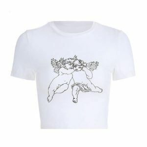 Y2K Fashion Angel White Top - Coquette Aesthetic Oversized Style