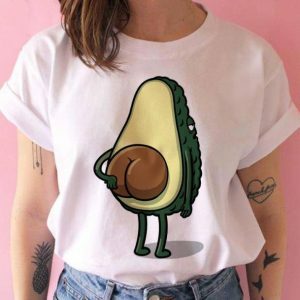 Y2K Fashion Avocado Graphic Tee - Cute Oversized Shirt for Aesthetic Vibes