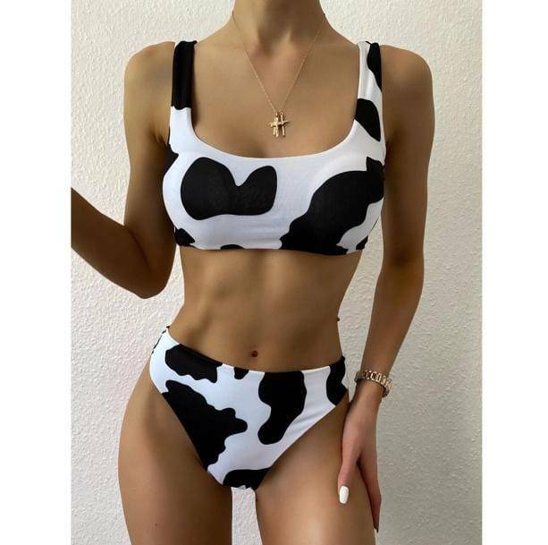 Y2K Fashion Baby Cow Print Bikini - Cute Coquette & Grunge Aesthetic