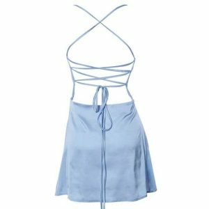 Y2K Fashion Backless Blue Dress - Coquette Aesthetic & Grunge Style