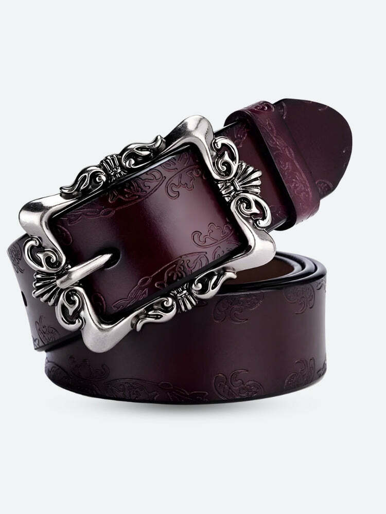 Y2K Fashion Baroque Faux Leather Belt for Coquette and Grunge Styles