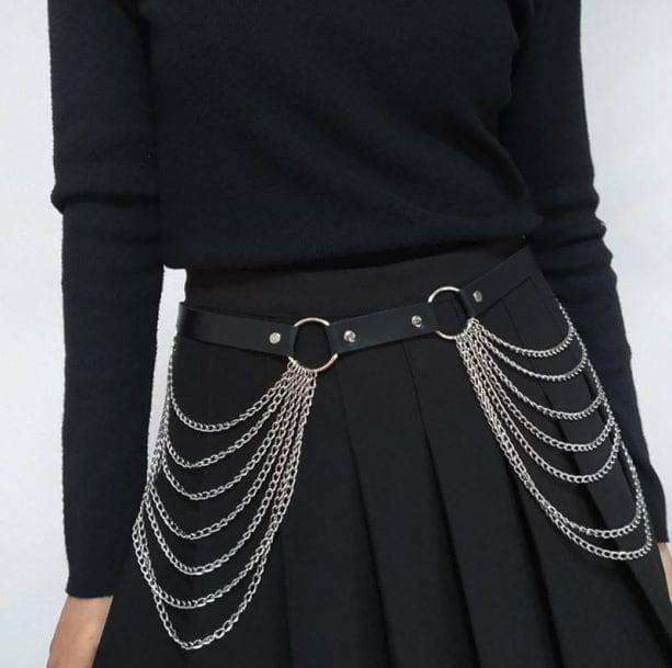 Y2K Fashion Belt with Waist Chain - Grunge & Coquette Aesthetic Style